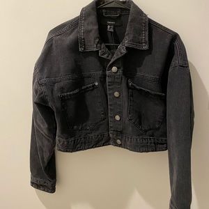 Black Cropped Denim Jacket (Forever 21)